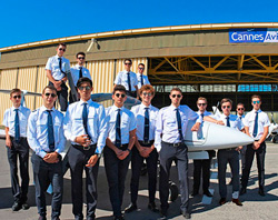 Airline pilot students aboard multi-engine aircraft